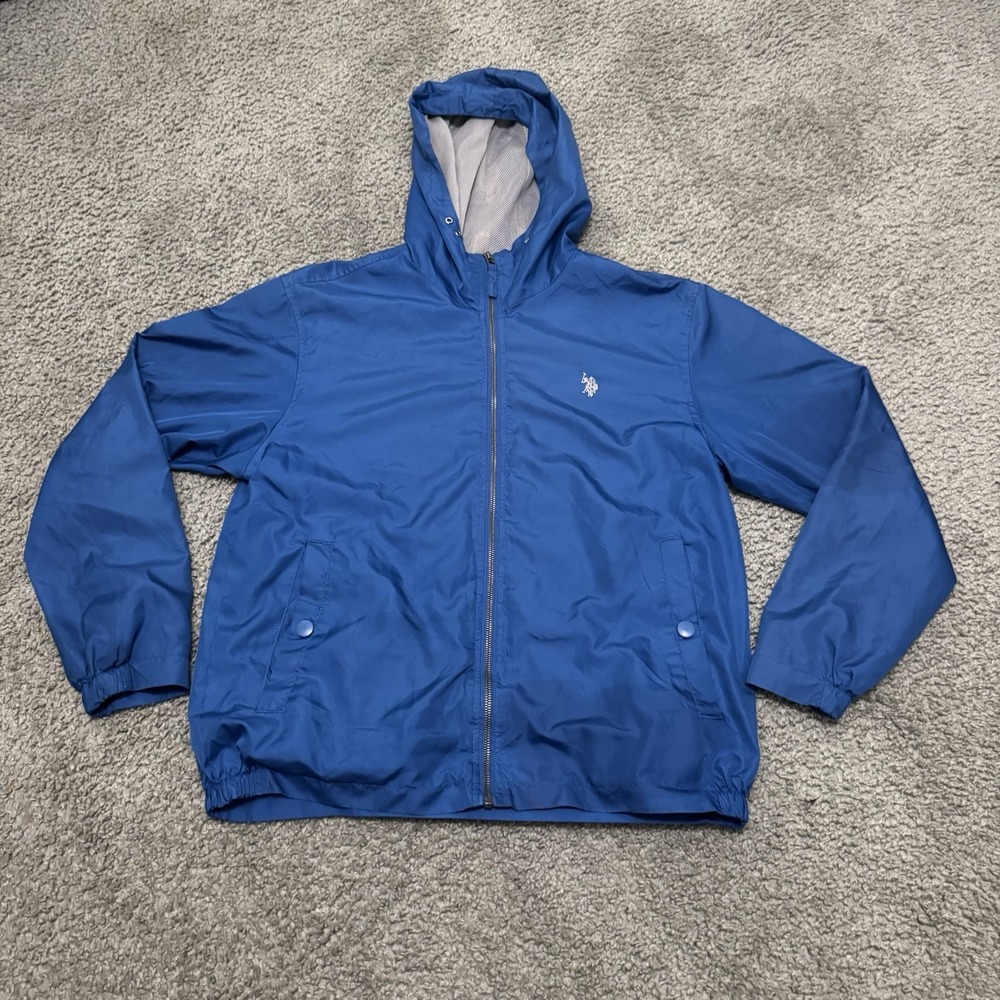 US Polo Assn Blue Softshell Jacket Logo Embroidered Zip Up Size Medium